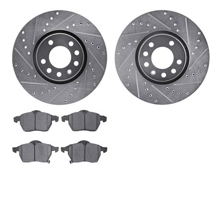 DYNAMIC FRICTION CO 7502-65070, Rotors-Drilled and Slotted-Silver with 5000 Advanced Brake Pads, Zinc Coated 7502-65070